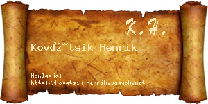 Kovátsik Henrik névjegykártya